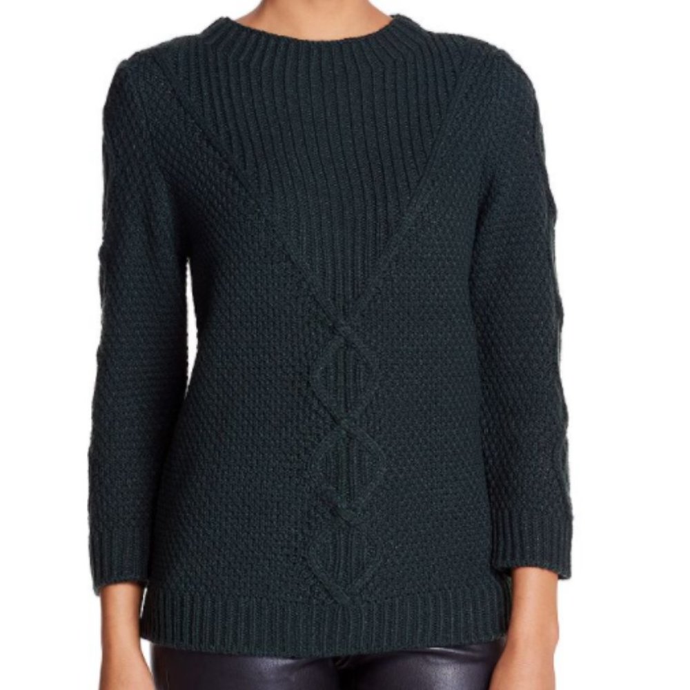 Karl Lagerfeld Mixed Cable knit Sweater In Forest